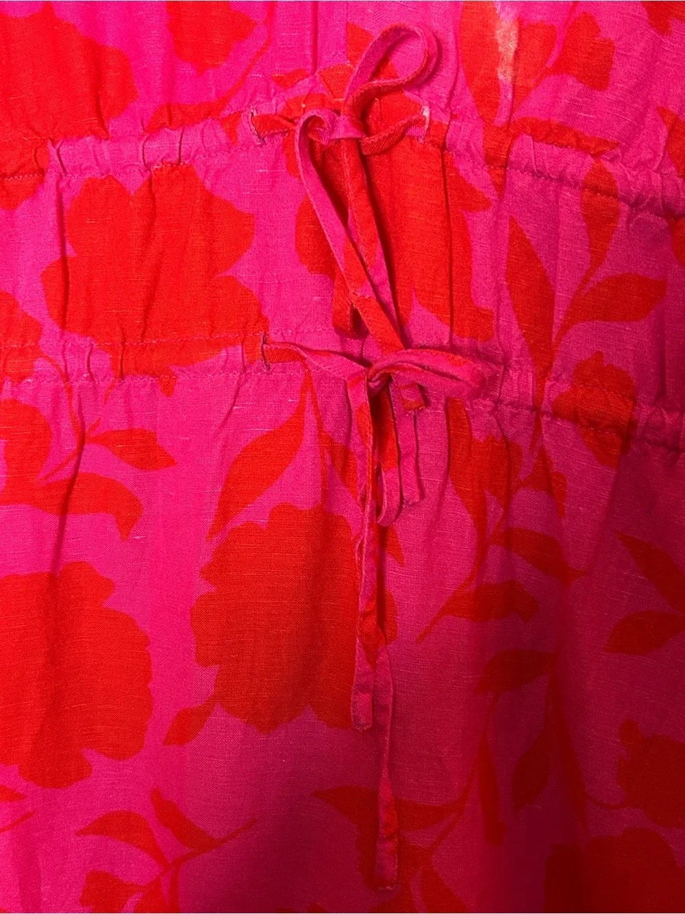kate Spade x Target Classic Rose Linen Long Sleeve Maxi Dress Pink/Red Sz XL.